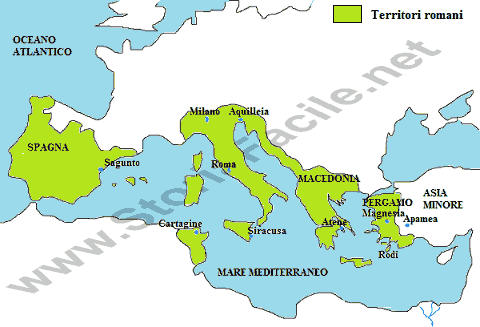 Territori romani dopo le guerre puniche, la conquista della Macedonia e della Grecia