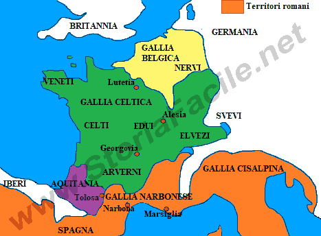 Divisione della Gallia all'arrivo di Cesare