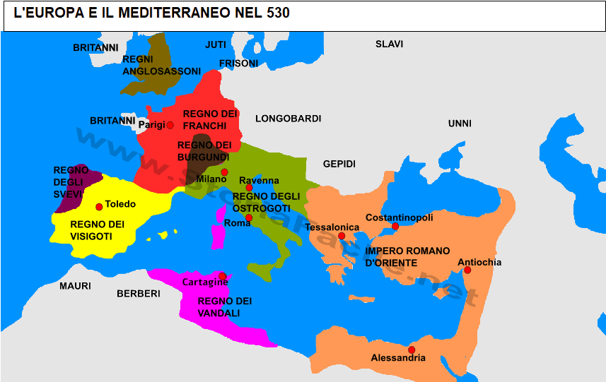 Regni romano-barbarici nel 530